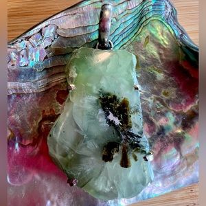 Moss Prehnite Silver Pendant
